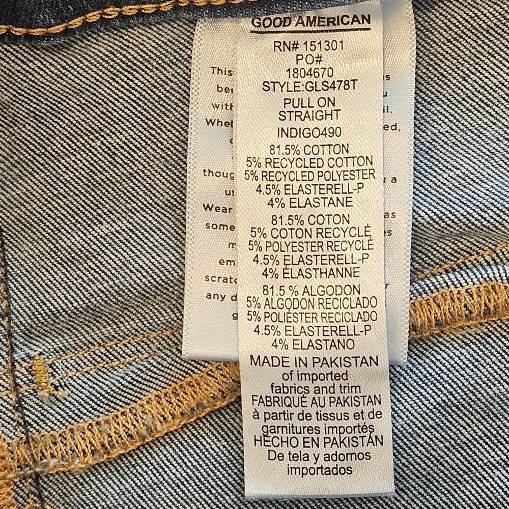 Good American Jeans Women Sz XL GLS478TE Power Stretch PullOn Straight Indigo490 - Picture 7 of 10